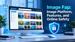 Image Fap platform interface featuring image galleries, privacy features, and online safety elements